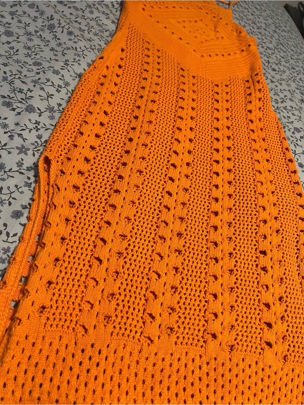 Aerie Orange Crochet Maxi Beach Cover Up Dress - Picture 2 of 8